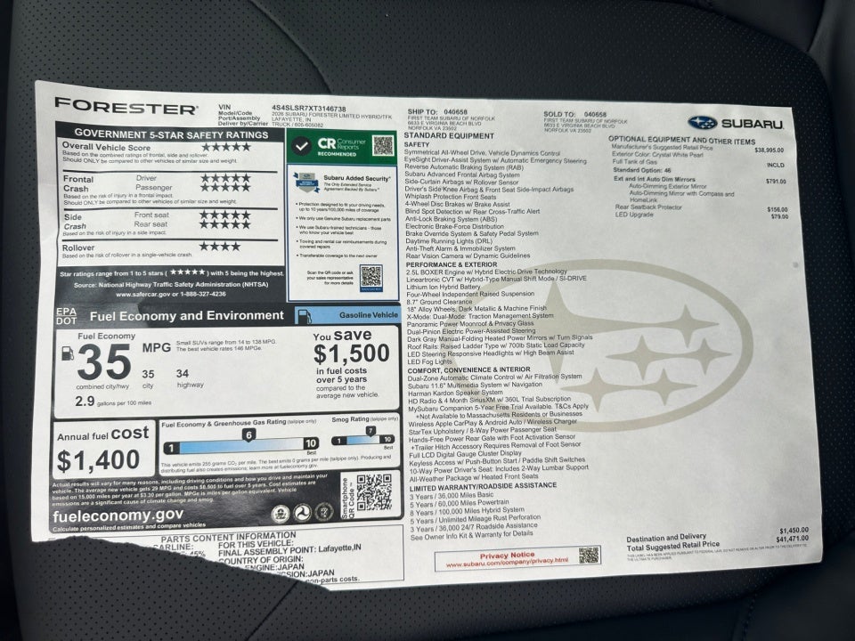 2026 Subaru Forester Limited Hybrid