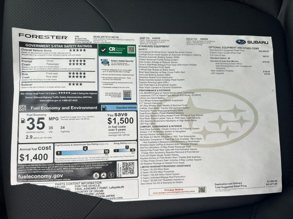 2026 Subaru Forester Limited Hybrid