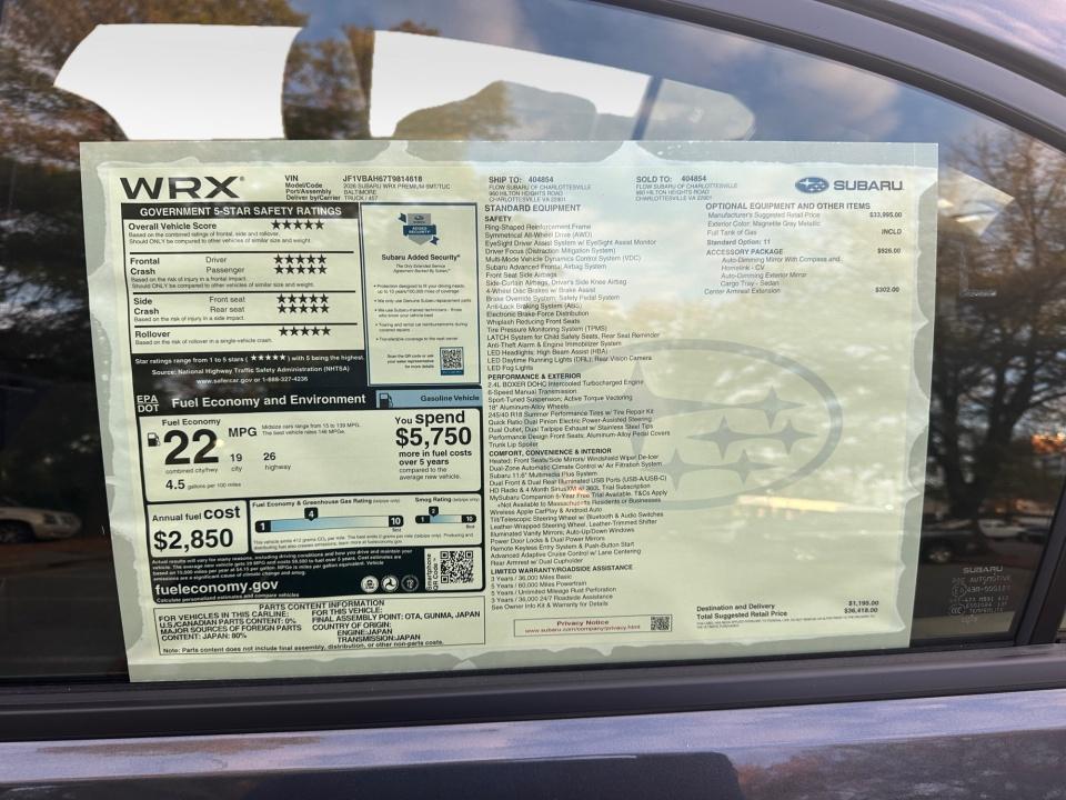 2026 Subaru WRX Premium