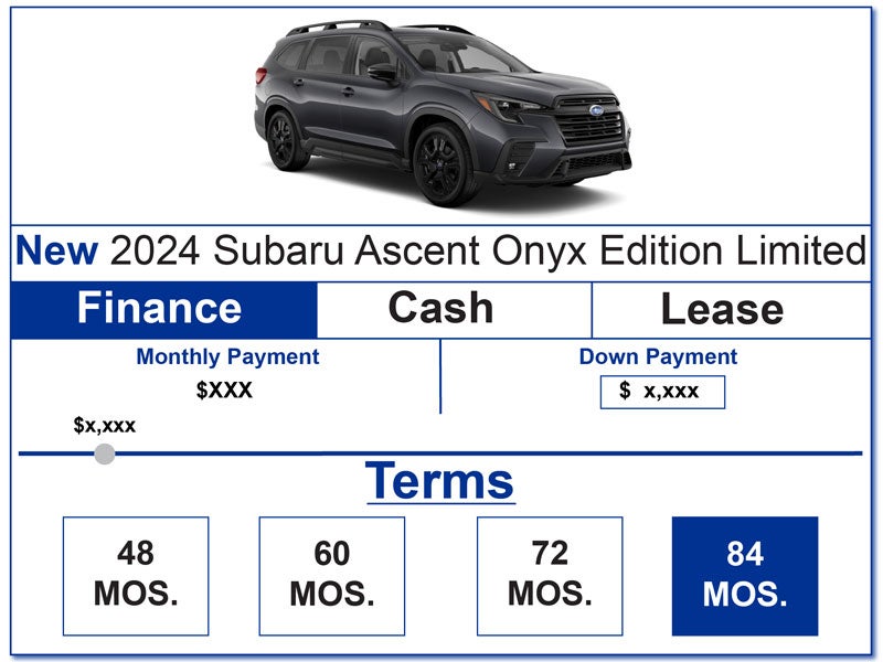 Payment Calculator for the 2024 Subaru Ascent Onyx Edition Limited.