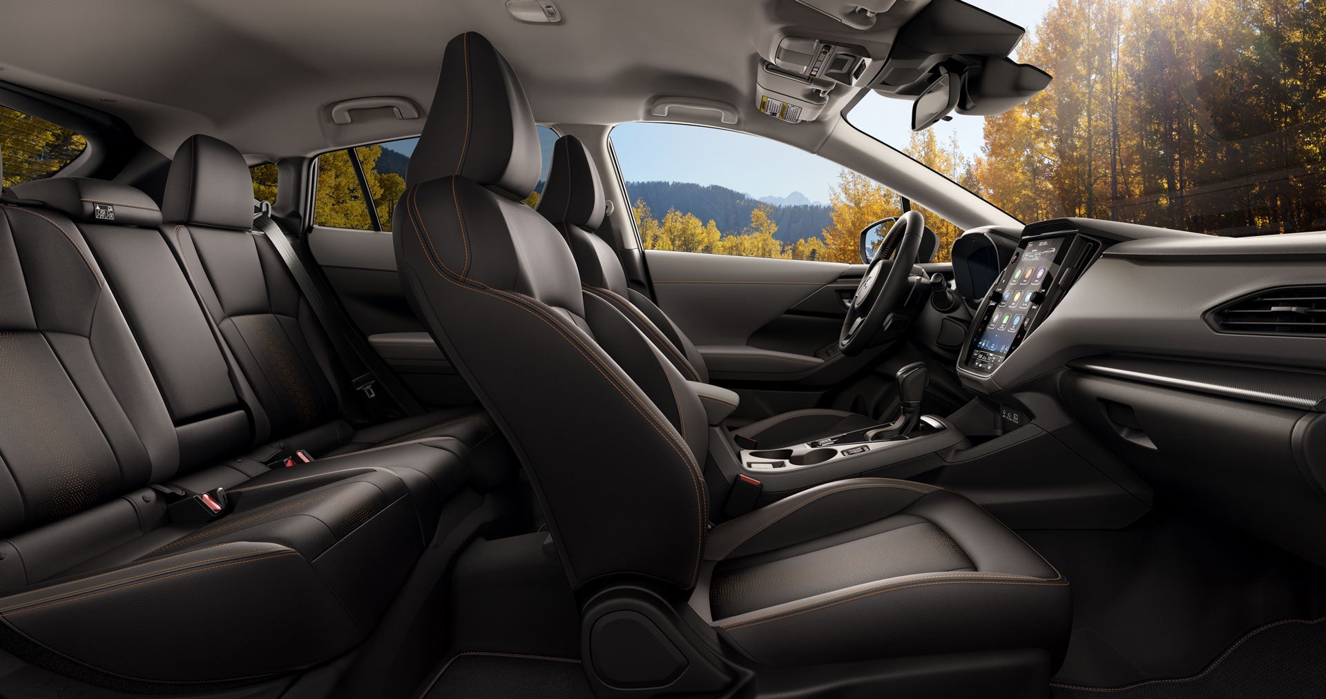 2026 Crosstrek Limited Shown in Black Leather w/Orange Stitch